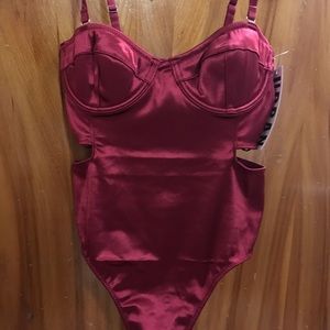 Urban Outfitters Cut It Out Satin Bustier Bodysuit
